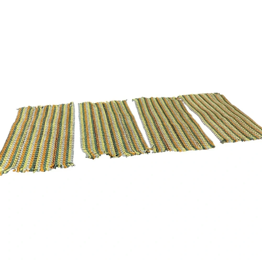 Vintage Woven Placemats Green Orange Retro MCM 12